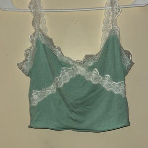 light green and black laced crop tops